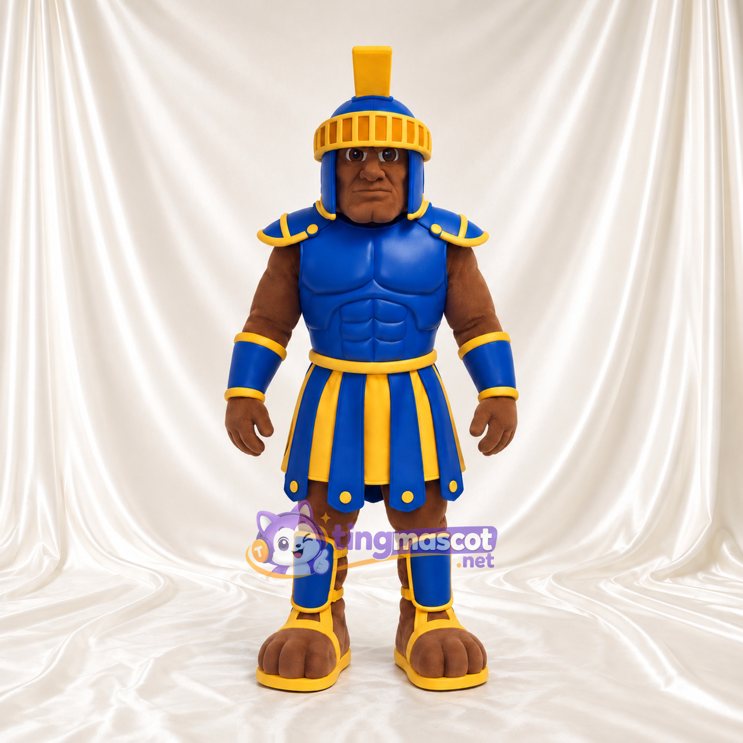 Costume de mascotte Guerrier romain – selon la photo – Armure (bleu); Bordure du casque (doré) Costume de mascotte Guerrier romain – selon la photo – Armure (bleu); Bordure du casque (doré)