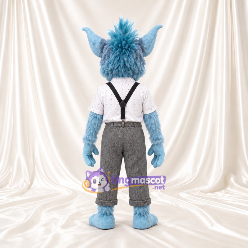 Costume de mascotte Monstre – bleu – Nœud papillon (noir); Pantalon (gris) Costume de mascotte Monstre – bleu – Nœud papillon (noir); Pantalon (gris)