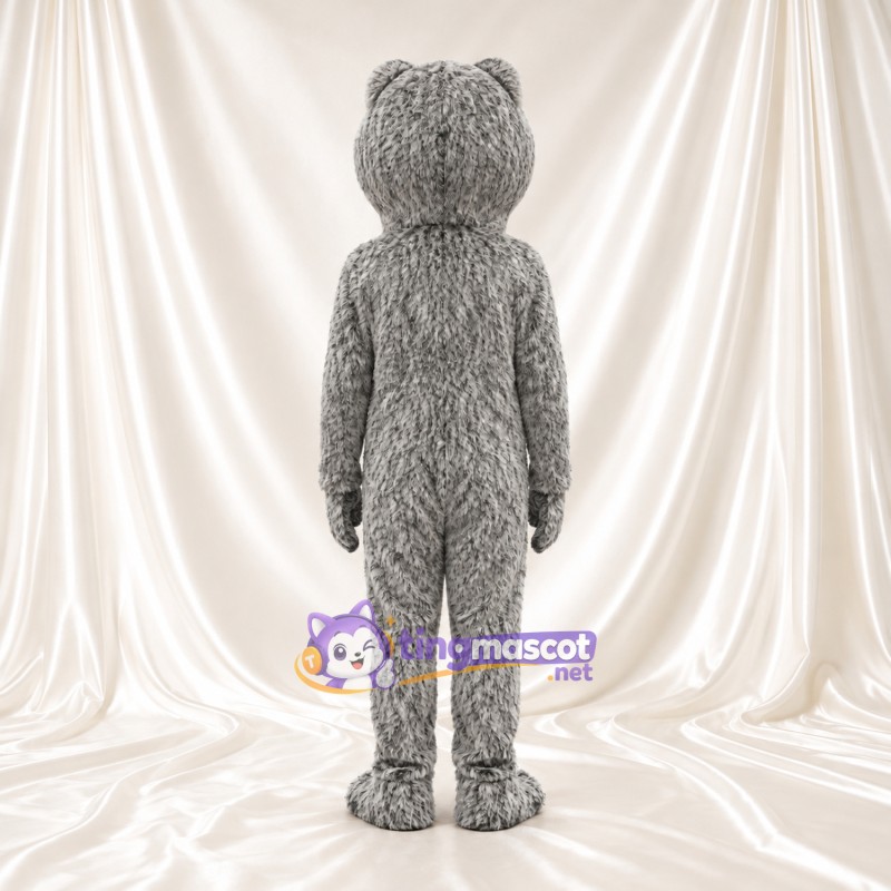 Costume de mascotte Loup – gris – Bouche ouverte (grand); Ventre (crème) Costume de mascotte Loup – gris – Bouche ouverte (grand); Ventre (crème)