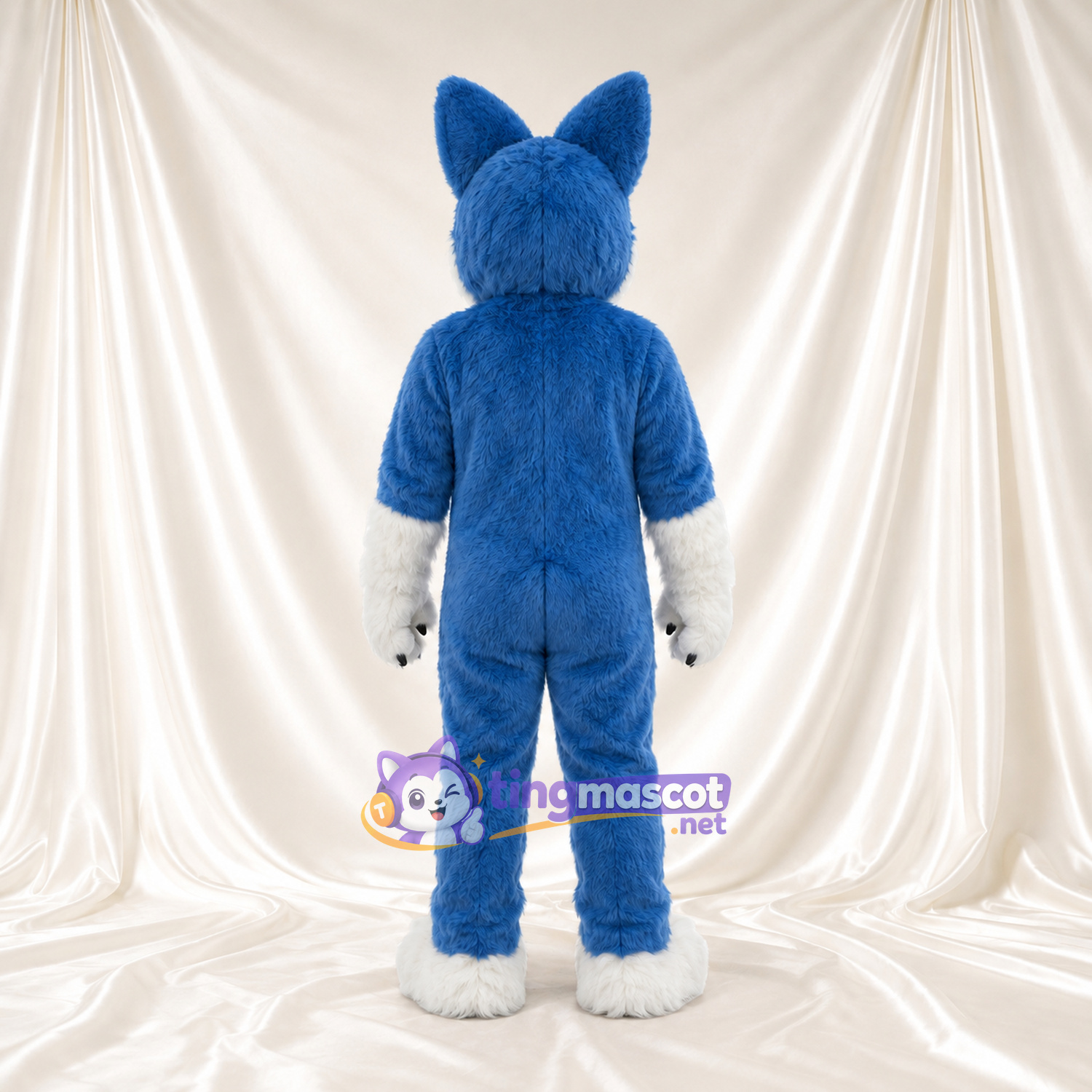 Costume de mascotte Loup – bleu / blanc – Torse (hirsute); Oreilles (grand) Costume de mascotte Loup – bleu / blanc – Torse (hirsute); Oreilles (grand)