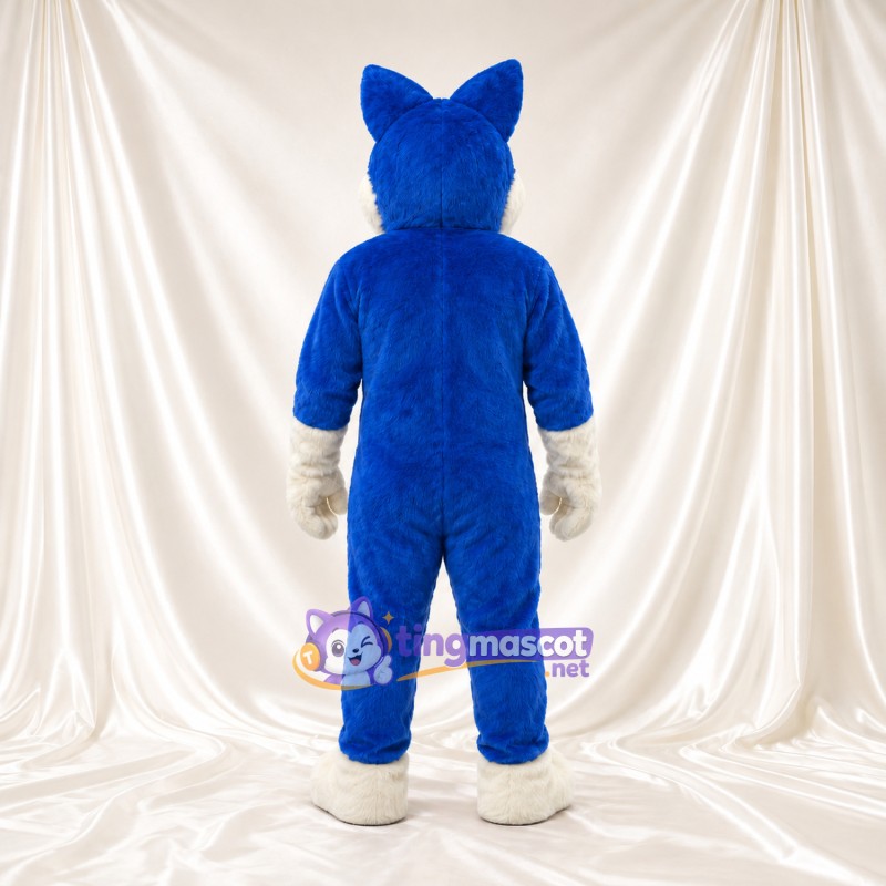 Costume de mascotte Loup – bleu / blanc – Devant (crème); Nez (bleu) Costume de mascotte Loup – bleu / blanc – Devant (crème); Nez (bleu)