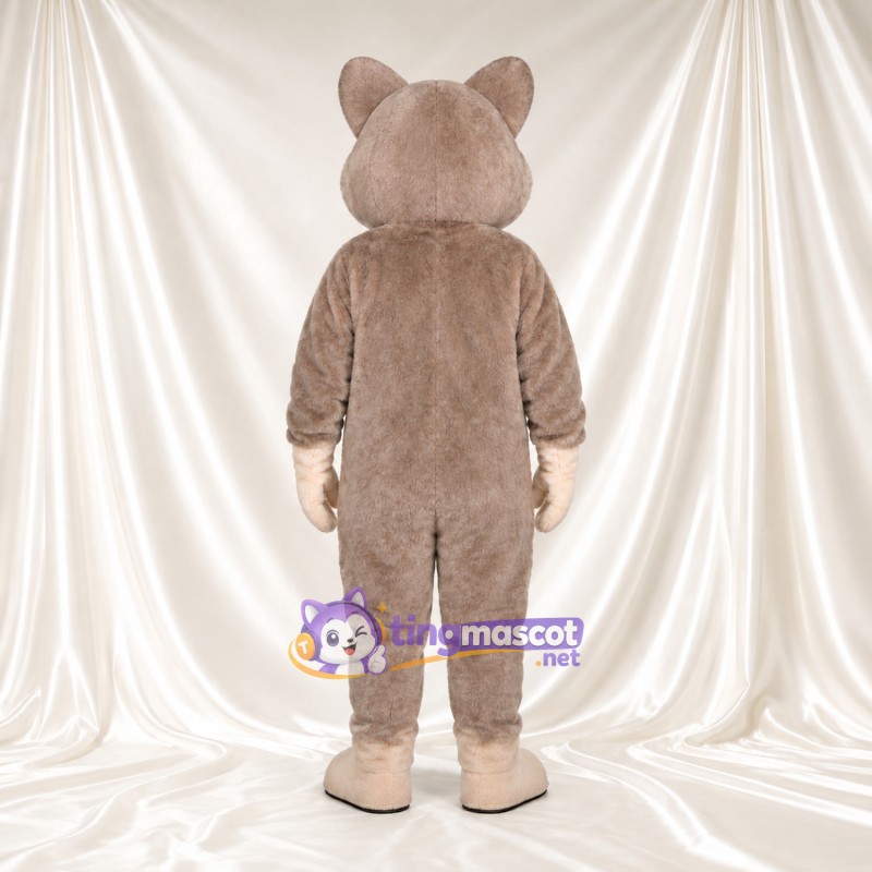 Costume de mascotte Loup – brun clair – Ventre (crème); Sourire Costume de mascotte Loup – brun clair – Ventre (crème); Sourire