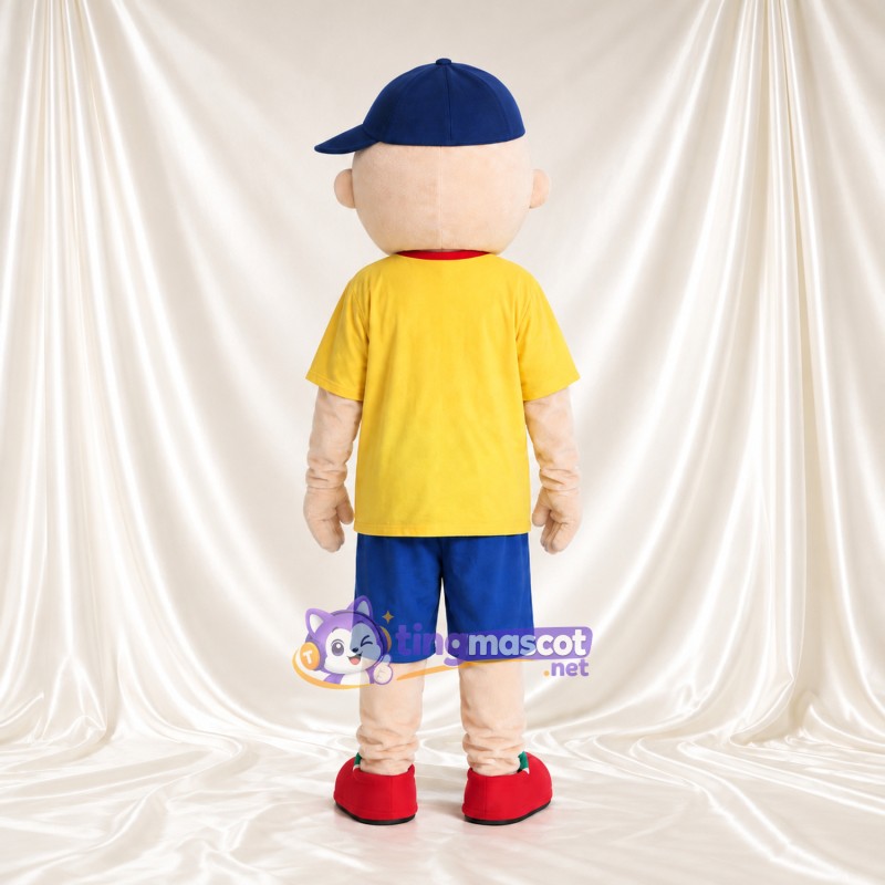 Maskottchenkostüm Jungenfigur – wie abgebildet – Hemd (gelb); Shorts (blau)