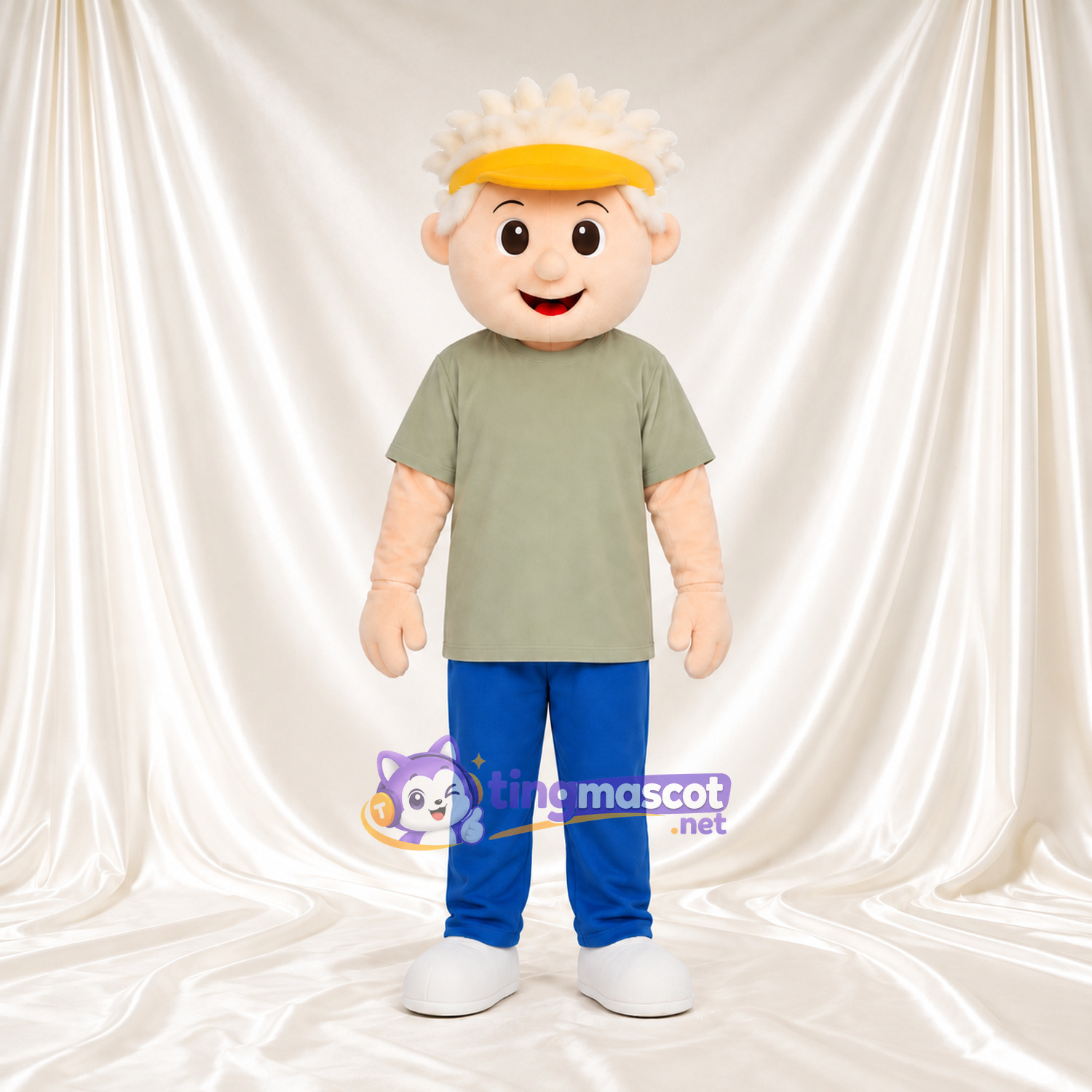 Maskottchenkostüm Jungenfigur – wie abgebildet – Hemd (gelb, grau, grün) Maskottchenkostüm Jungenfigur – wie abgebildet – Hemd (gelb, grau, grün)