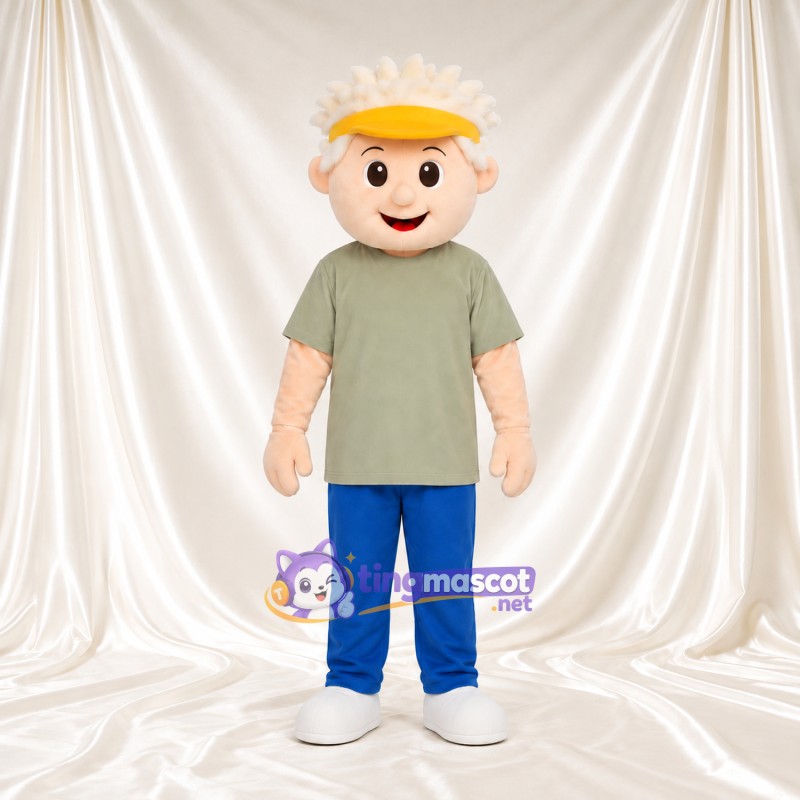 Maskottchenkostüm Jungenfigur – wie abgebildet – Hemd (gelb, grau, grün) Maskottchenkostüm Jungenfigur – wie abgebildet – Hemd (gelb, grau, grün)