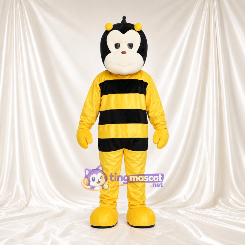 Costume de mascotte Abeille – jaune – Visage (crème); Corps (noir); Rayures Costume de mascotte Abeille – jaune – Visage (crème); Corps (noir); Rayures