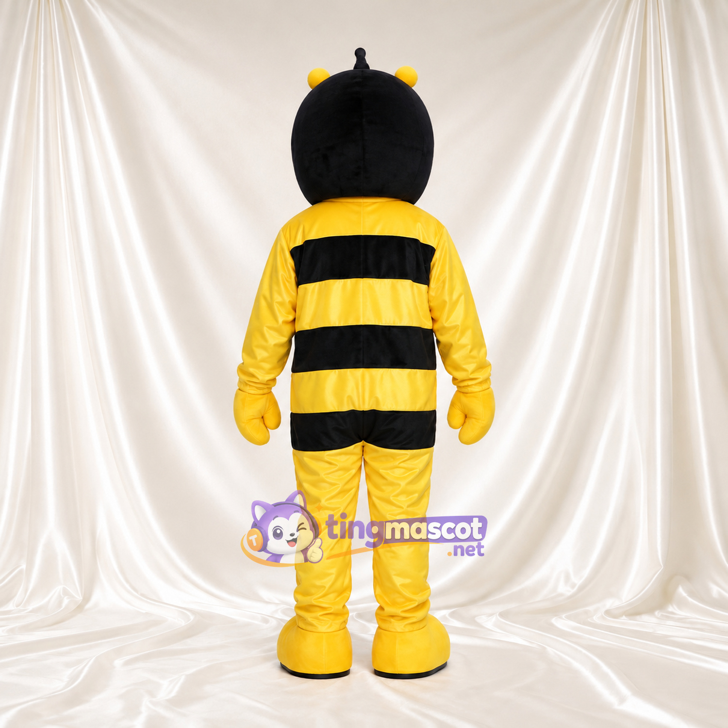 Costume de mascotte Abeille – jaune – Visage (crème); Corps (noir); Rayures Costume de mascotte Abeille – jaune – Visage (crème); Corps (noir); Rayures