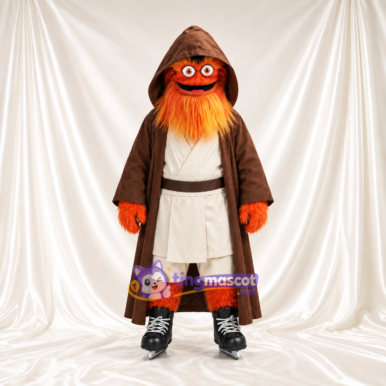 Costume de mascotte Magicien – orange – Tunique longue (marron) Costume de mascotte Magicien – orange – Tunique longue (marron)