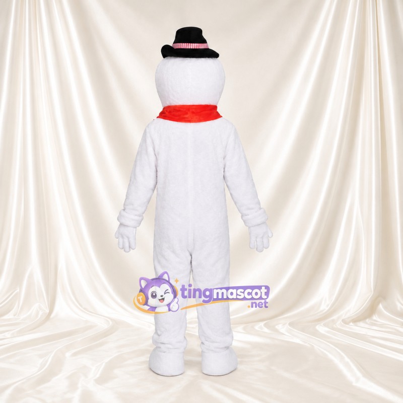 Snowman Mascot Costume - Black Hat and Long Red Scarf Snowman Mascot Costume - Black Hat and Long Red Scarf