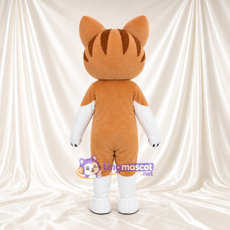 Costume de mascotte Chat – orange / blanc – Yeux (grand, rond); Langue (rose) Costume de mascotte Chat – orange / blanc – Yeux (grand, rond); Langue (rose)