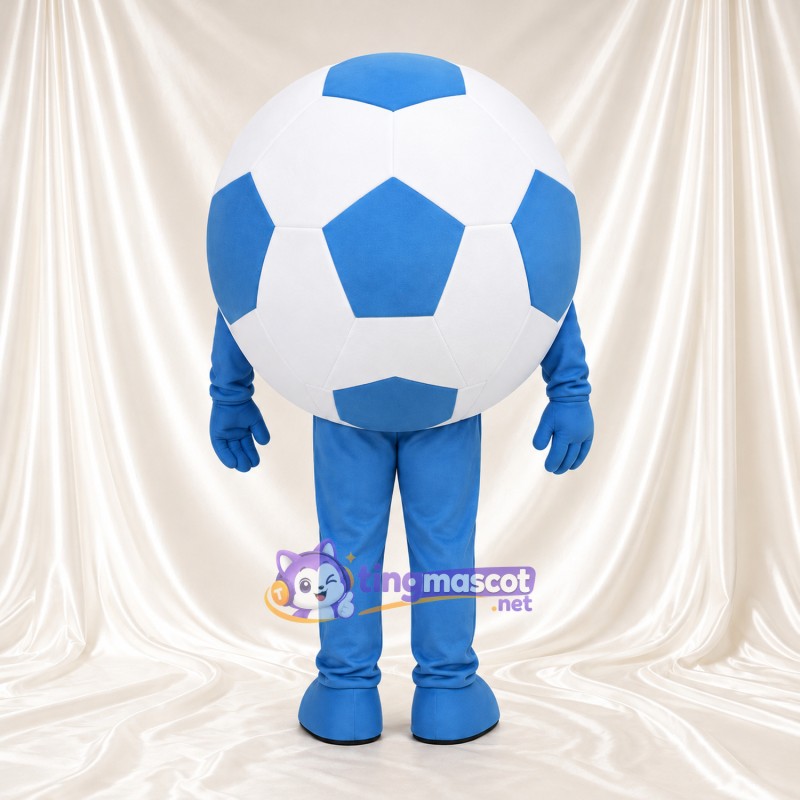 Costume de mascotte Ballon de football – bleu / blanc – Visage souriant; Membres (bleu) Costume de mascotte Ballon de football – bleu / blanc – Visage souriant; Membres (bleu)