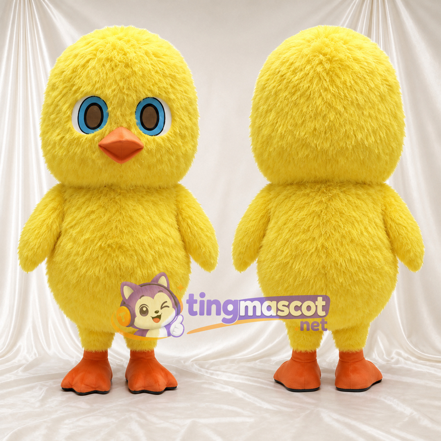 Costume de mascotte Poussin – jaune – Yeux (grand, bleu); Tête (rond) Costume de mascotte Poussin – jaune – Yeux (grand, bleu); Tête (rond)