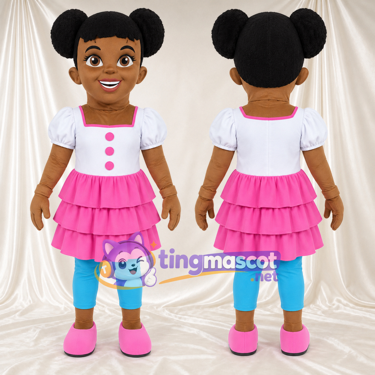 Maskottchenkostüm Mädchenfigur – wie abgebildet – Haare; Kleid (rosa) Maskottchenkostüm Mädchenfigur – wie abgebildet – Haare; Kleid (rosa)