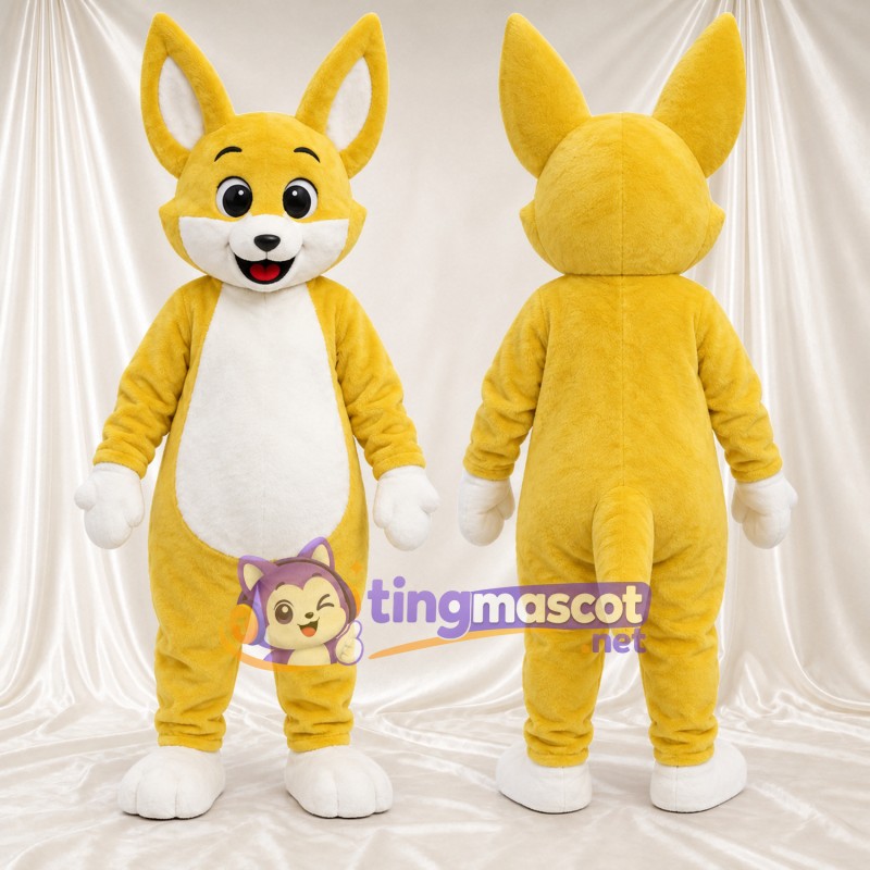 Costume de mascotte Lapin – jaune – Ventre (blanc); Gants; Pieds