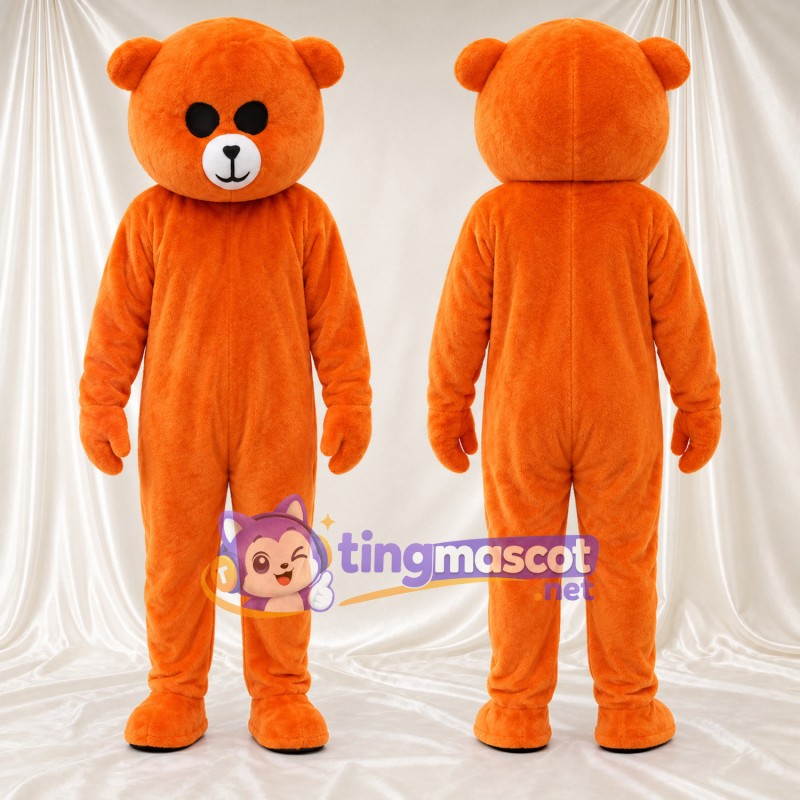 Costume de mascotte Nounours – orange – Museau (crème); Yeux (rond, noir)
