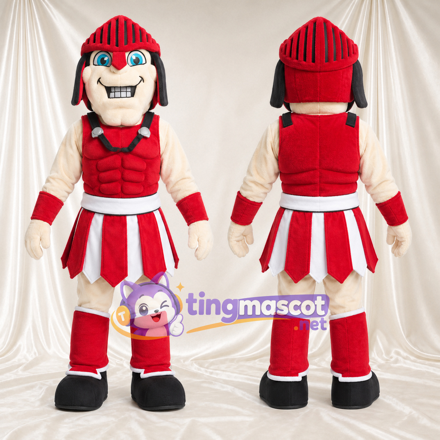 Maskottchenkostüm Römischer Krieger – wie abgebildet – Helm (rot); Rüstung (rot) Maskottchenkostüm Römischer Krieger – wie abgebildet – Helm (rot); Rüstung (rot)