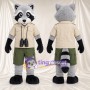 Costume de mascotte Raton laveur – gris – Chemise (beige); Short (vert)