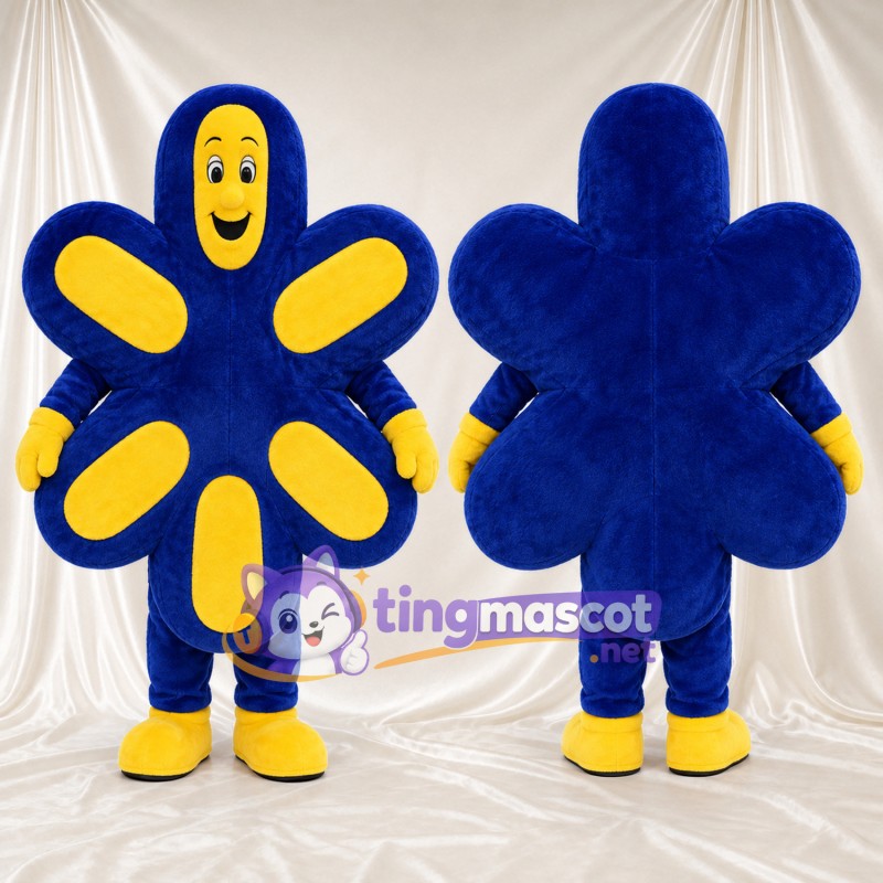 Maskottchenkostüm Blume – blau / gelb – Blütenblätter; Hände (gelb)