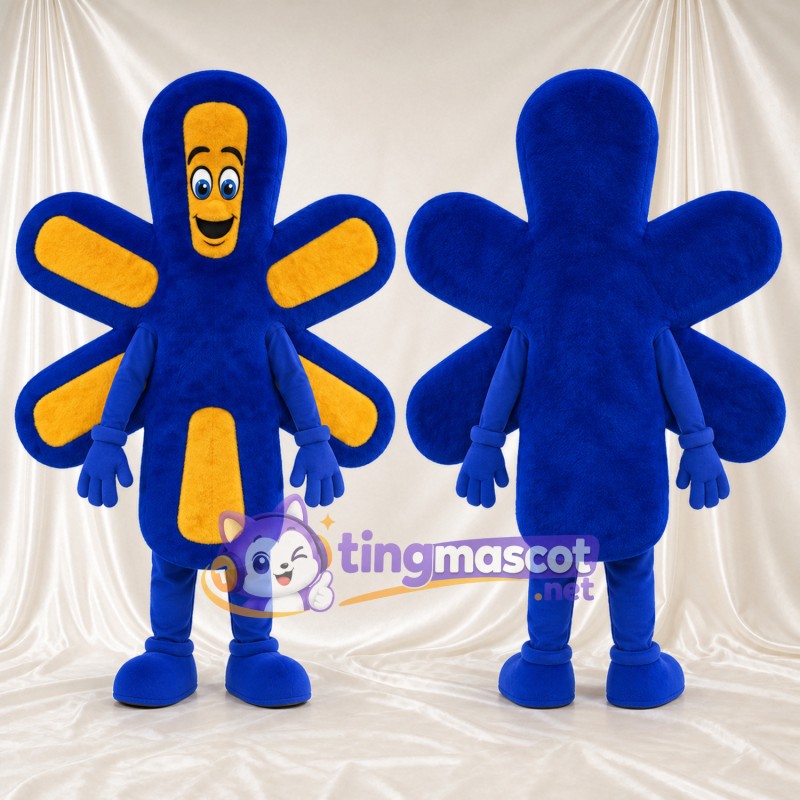 Maskottchenkostüm Blume – blau / gelb – Blütenblätter (lang); Füße (blau)