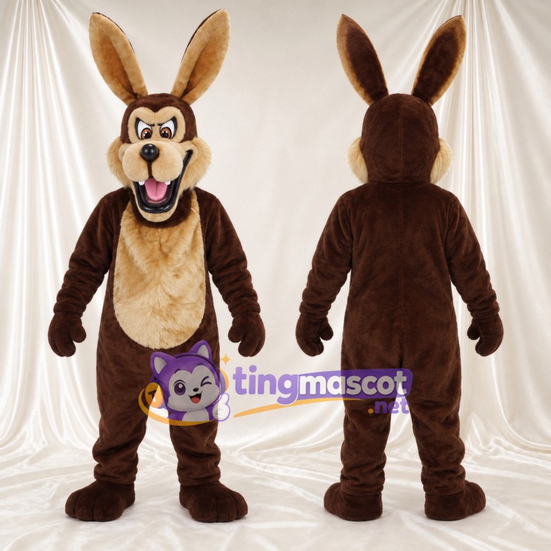 Maskottchenkostüm Wile E. Coyote – wie abgebildet – Ohren (hoch); Schnauze (hellbraun)