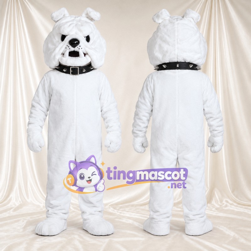 Costume de mascotte Bouledogue – blanc – Col (noir)