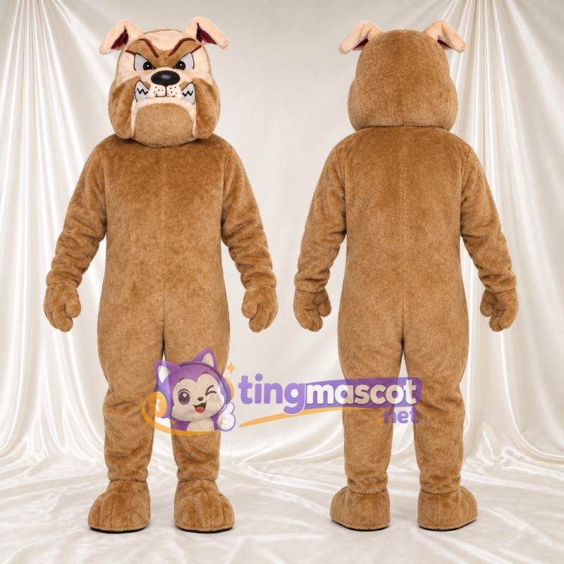 Costume de mascotte Bouledogue – brun clair – Sourcils; Museau large