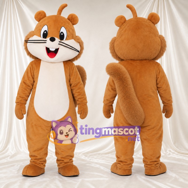 Costume de mascotte Hamster – orange – Ventre (crème); Moustaches (long)
