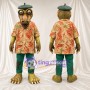 Crocodile Mascot Costume - Green Beret, Floral Shirt and Green Pants