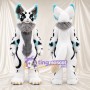 Costume de mascotte Renard – blanc – Pointes des oreilles (noir, turquoise)