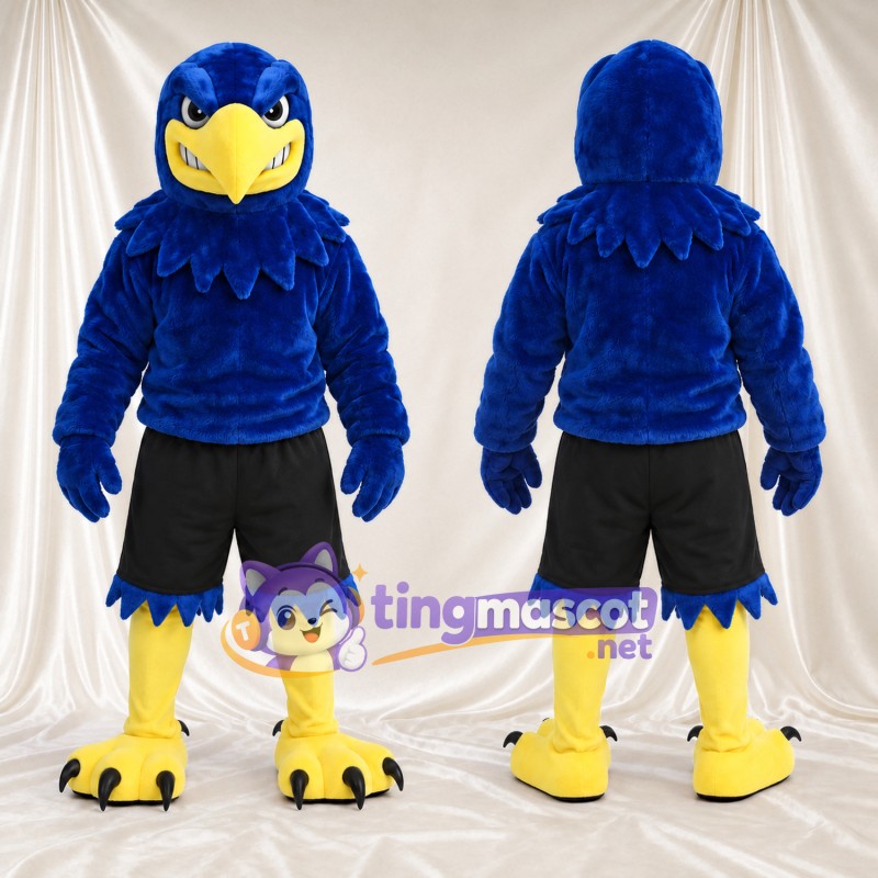 Maskottchenkostüm Adler – blau – Shorts (schwarz); Krallen (gelb)