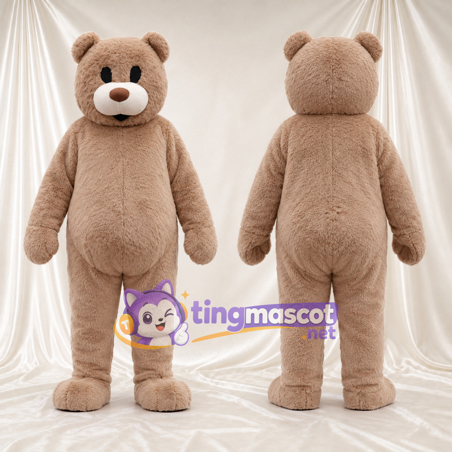 Costume de mascotte Nounours – brun clair – Museau (crème); Yeux (petit, noir) Costume de mascotte Nounours – brun clair – Museau (crème); Yeux (petit, noir)