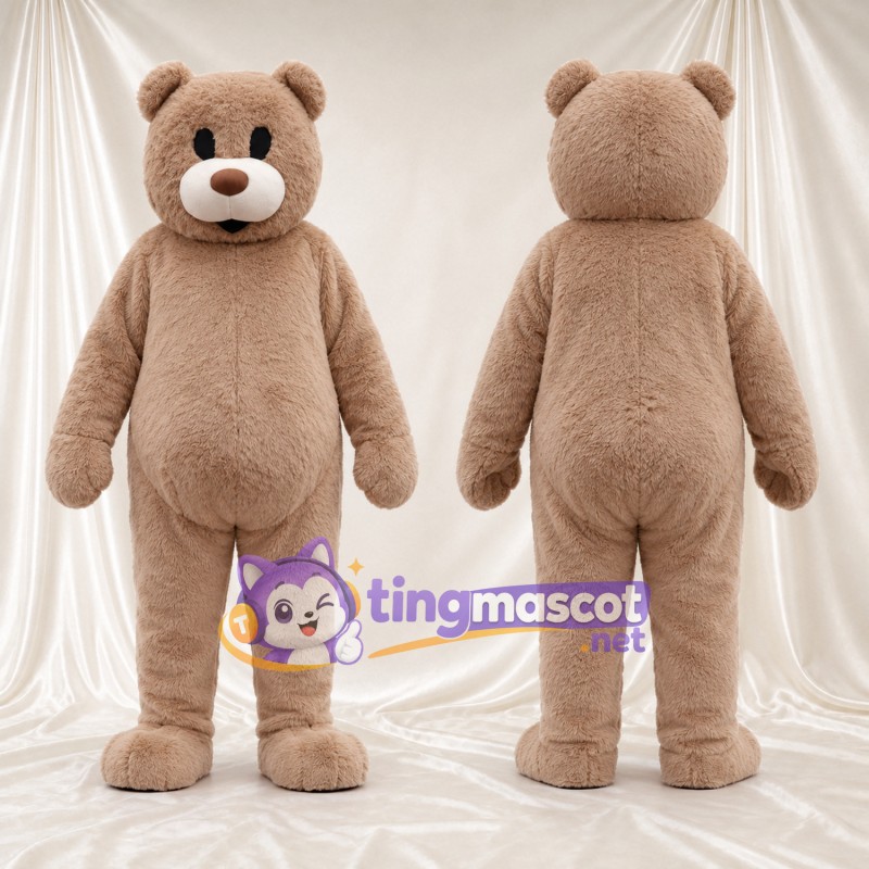 Costume de mascotte Nounours – brun clair – Museau (crème); Yeux (petit, noir)