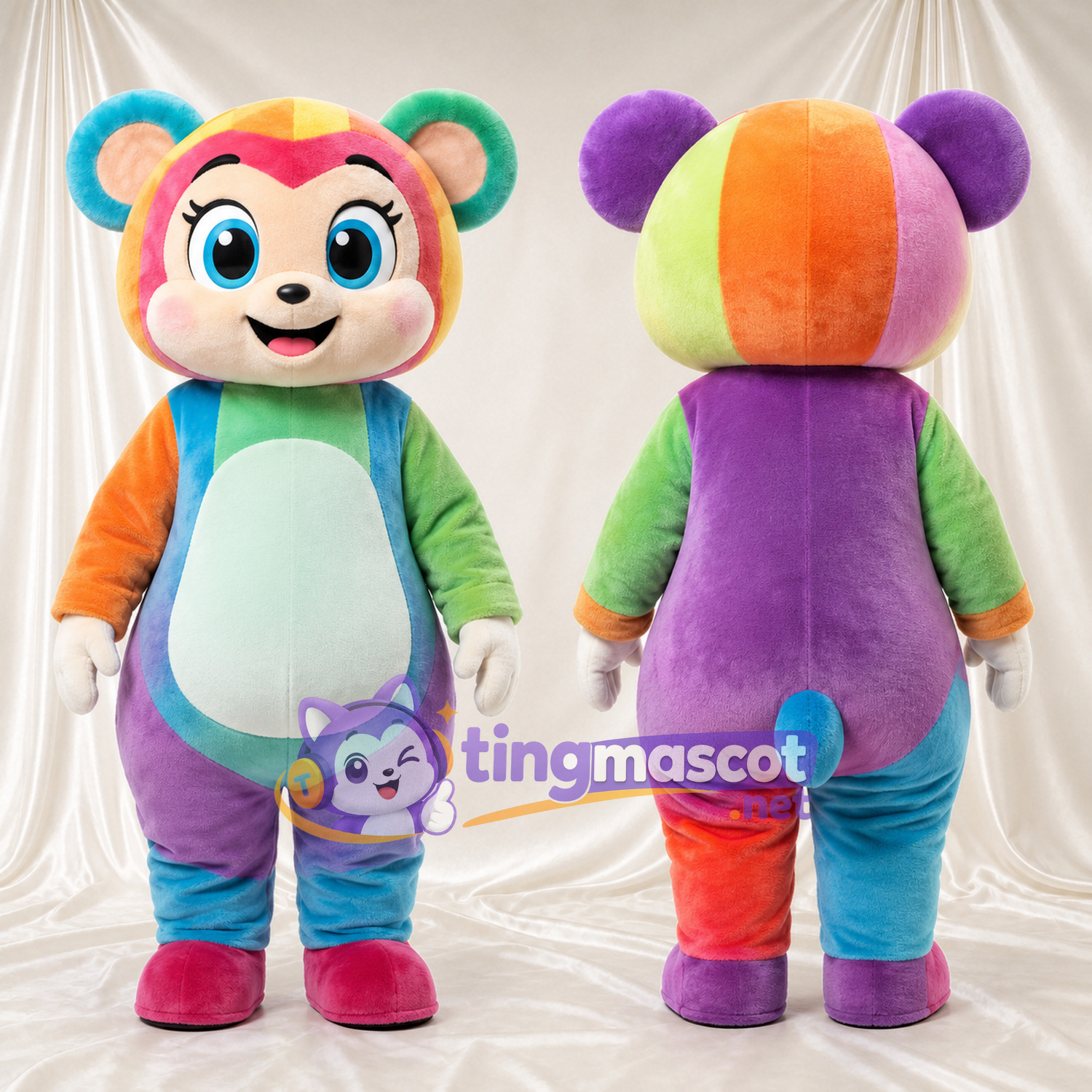 Costume de mascotte Ours – arc-en-ciel – Ventre; Chaussures (rose) Costume de mascotte Ours – arc-en-ciel – Ventre; Chaussures (rose)