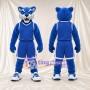 Blue Tiger Mascot Costume - Blue Basketball Uniform and White Sneakers