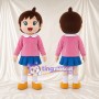 Anime Girl Mascot Costume - Pink Cardigan, Blue Skirt and Yellow Shoes