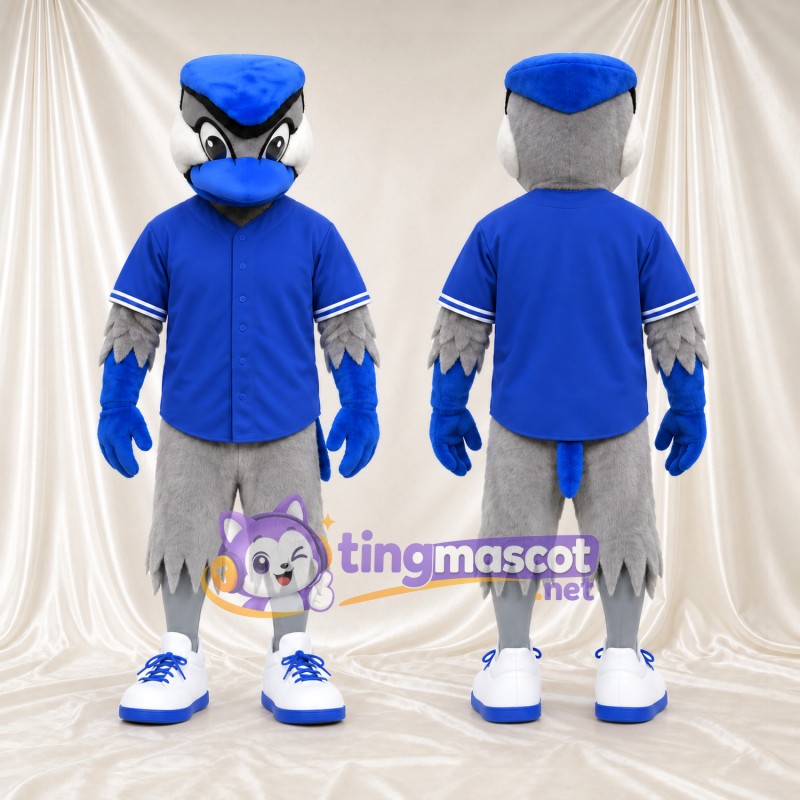 Costume de mascotte Geai bleu – selon la photo – Chemise (bleu); Baskets (bleu)