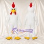 Costume de mascotte Coq – blanc – Crête (rouge); Bec (jaune)