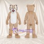 Beige Wildcat Mascot Costume - White Chest and Open Mouth