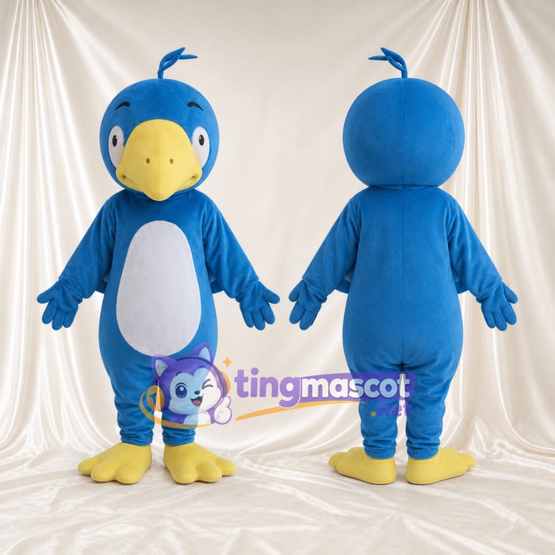 Blue Duck Mascot Costume - Large Yellow Bill and White Belly