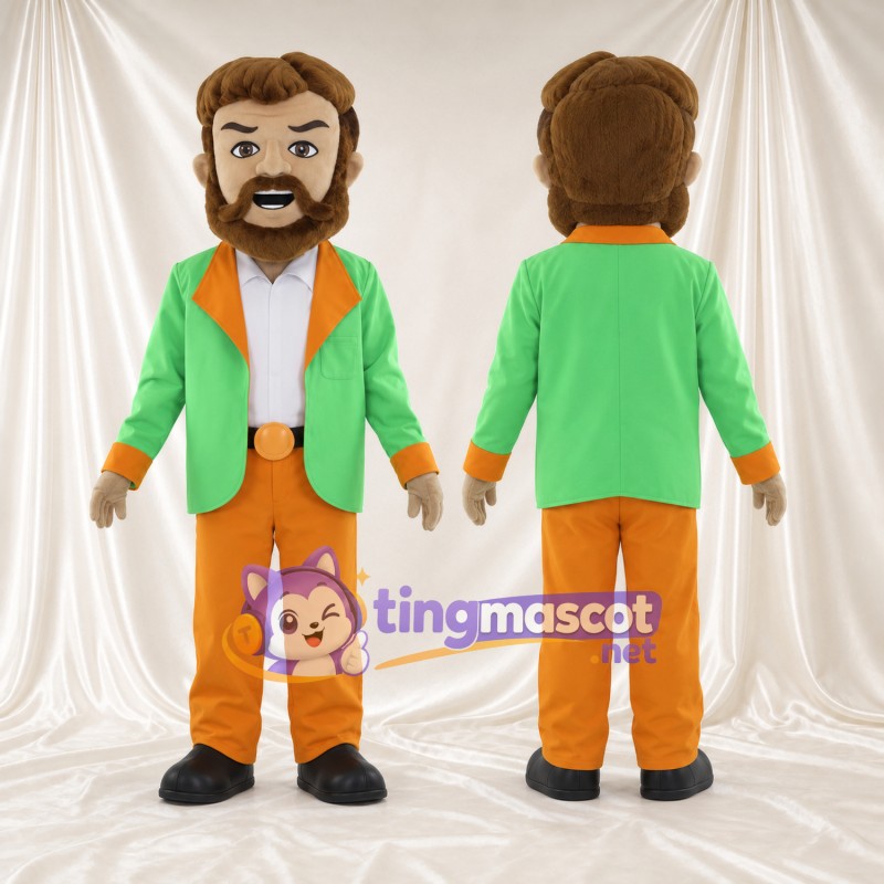 Maskottchenkostüm Bärtiger Mann – wie abgebildet – Hose (grün, orange)