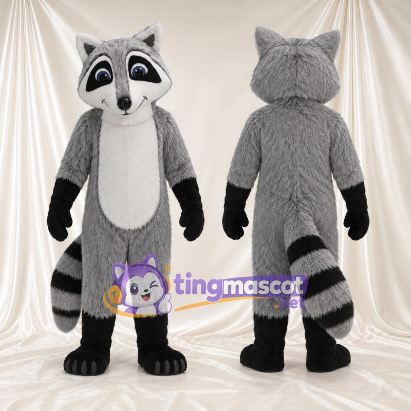 Costume de mascotte Raton laveur – gris – Mains (noir); Queue