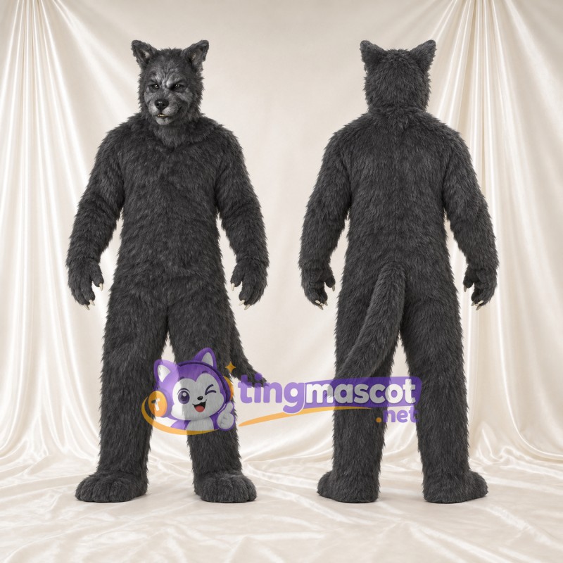 Costume de mascotte Loup – anthracite – Corps (hirsute); Longue queue