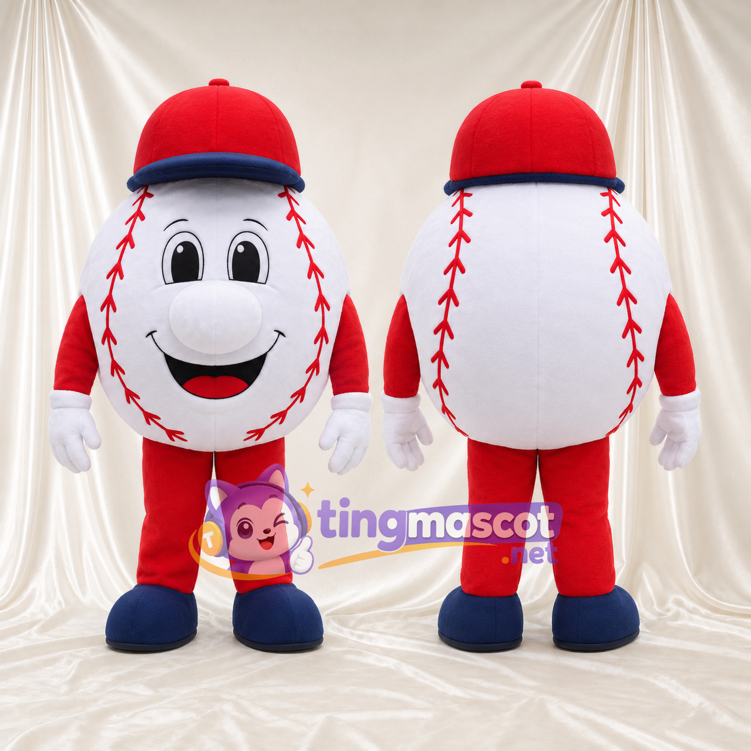 Baseball Character Mascot Costume - Red Cap and Red Outfit Baseball Character Mascot Costume - Red Cap and Red Outfit