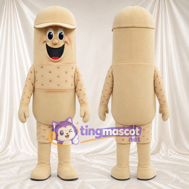 Costume de mascotte Capsule – beige – Casquette; Tenue