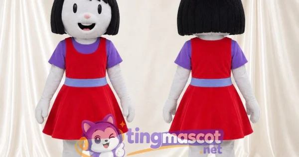 Turtle Rabbit Costume White Rabbit Girl Mascot Costume - Black Bob Hair and Red Dress | TM ...