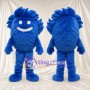 Blue Furry Monster Mascot Costume - White Smile and Swept Fur Crown