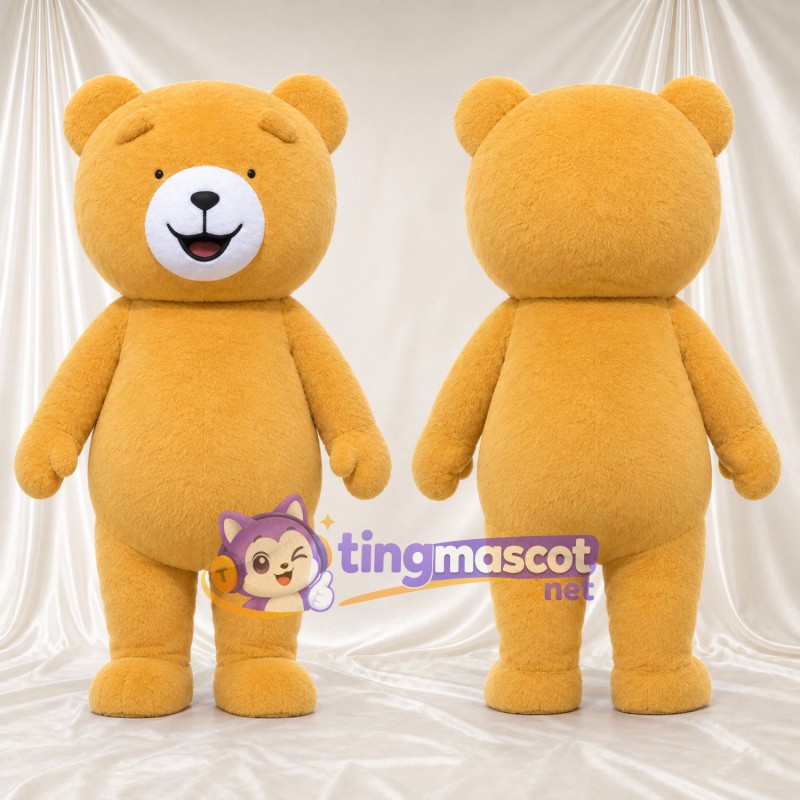 Costume de mascotte Nounours – doré – Museau (blanc); Yeux (petit, souriant)