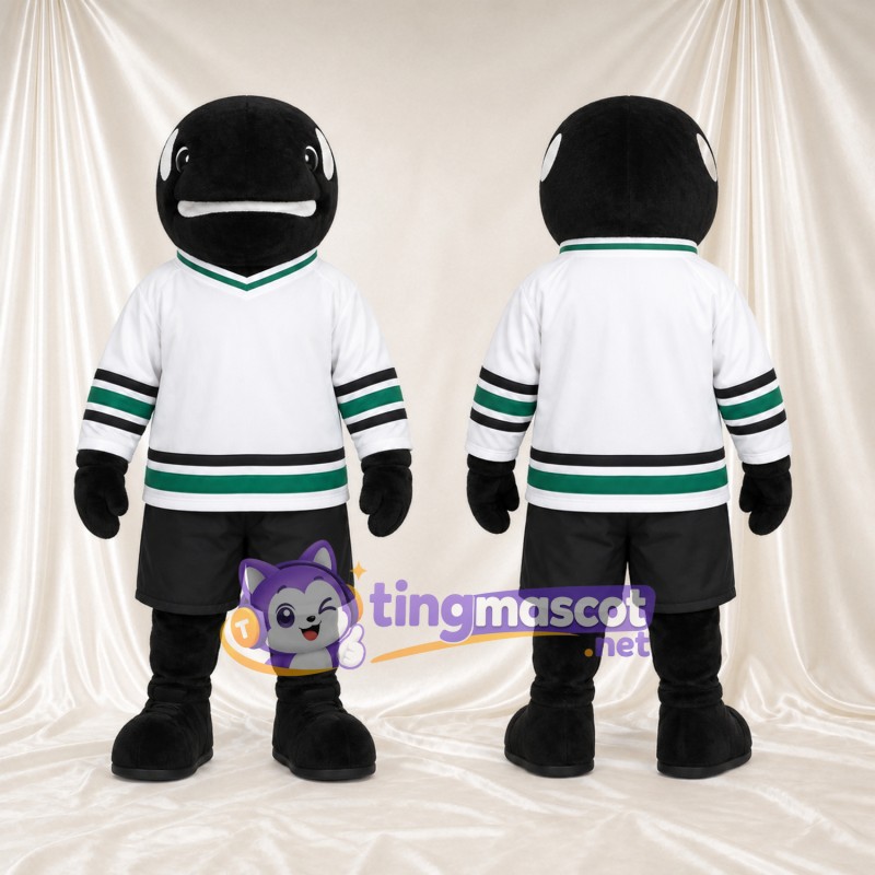Maskottchenkostüm Orca – schwarz – Trikot (weiß); Shorts (schwarz)