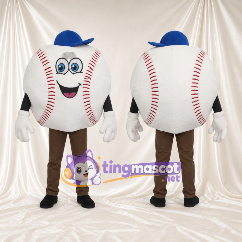 Baseball Character Mascot Costume - Blue Cap and Brown Pants
