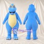 Blue Dinosaur Mascot Costume - Yellow Belly and Round Glasses